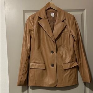 a new day Women's Brown Faux Leather Blazer
